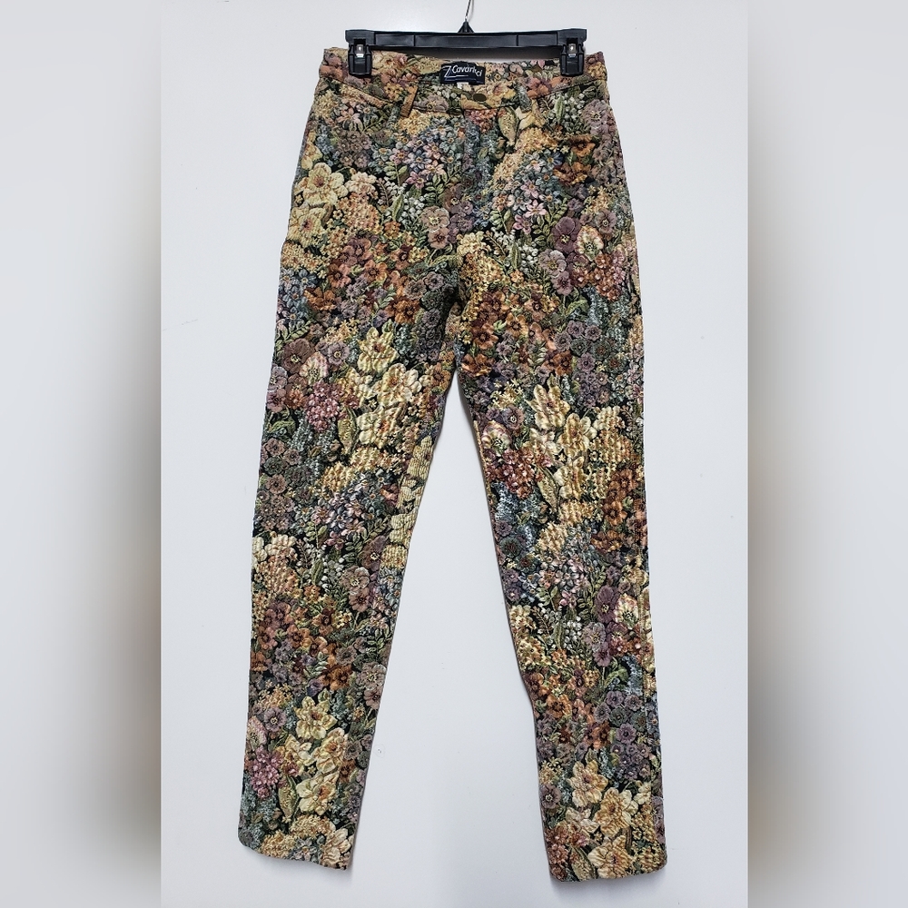 Vintage Z Cavaricci 80s Jacquard pants jeans high waisted tapestry floral 31